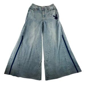 Playboy super wide flare jeans embroidered retro 90s Junior sz 11